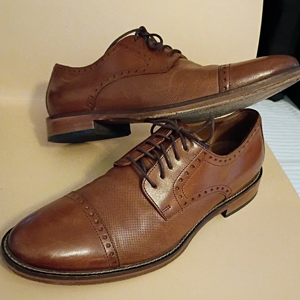 J.‎ Murphy Dress Shoes Mens 8M Brown Leather Cap Toe Perforated Brogue Oxfords
